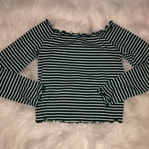 Green and white off the shoulders top